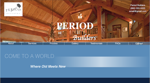Screen shot of Period Builder's Website